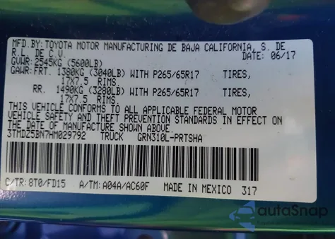 2017 Toyota Tacoma Trd Sport z USA, uszkodzony, nr VIN 3TMDZ5BN7HM029792